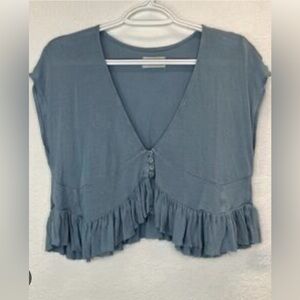 Urban Outfitters Ruffle Crop Top - Soft V-Neck